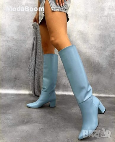 Кожени ботуши на ток 