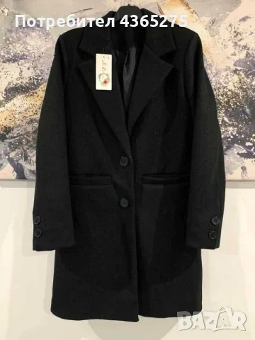 дамско палто с хастар и джобове в черен цвят, снимка 2 - Палта, манта - 49242175
