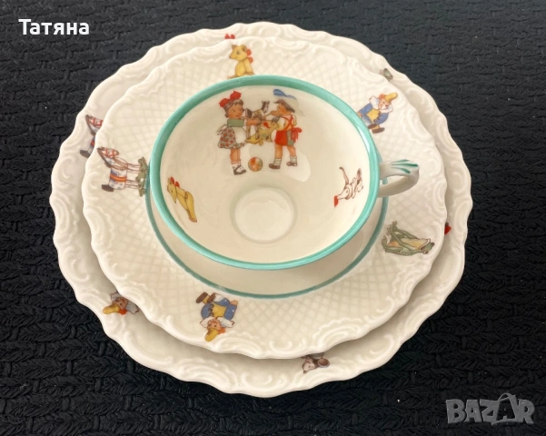 Винтидж немски комплект детски прибори за хранене Schumann, снимка 2 - Антикварни и старинни предмети - 53089415