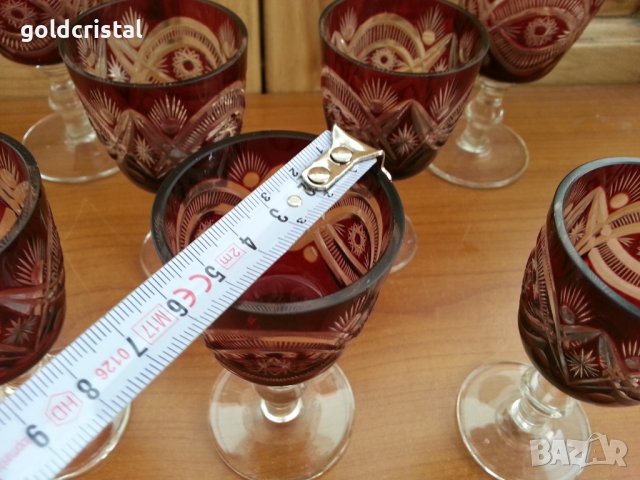 Кристални чаши цветен червен кристал , снимка 4 - Антикварни и старинни предмети - 37419359