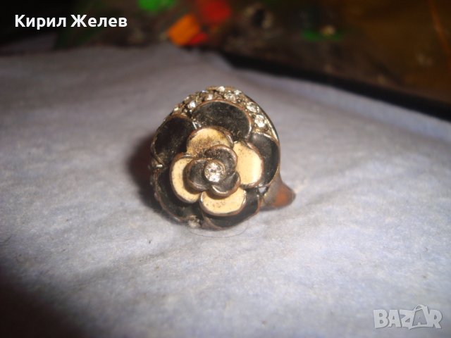 АЖУРЕН МЕСИНГОВ ФЛОРАЛЕН АРТ ПРЪСТЕН с МНОГО ФАСЕТИРАНИ КРИСТАЛИ 16658, снимка 2 - Пръстени - 37512662