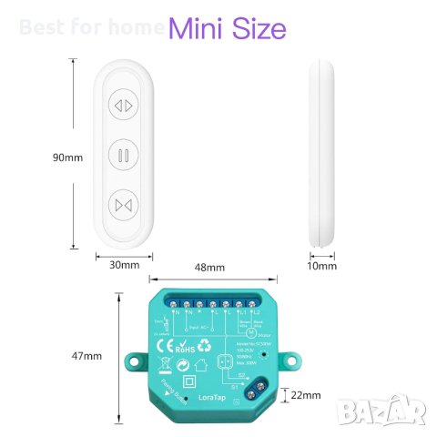 Модул за ролетни щори LoraTap,Безжично RF дистанционно управление 868MHz,Превключвател Щори , снимка 4 - Други стоки за дома - 42835003