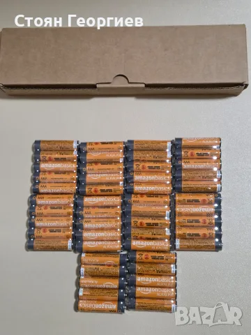 50 броя алкални батерии с марка Amazon Basics (размер AAA, 1.5V).