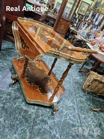 Уникална антикварна английска количка за сервиране , снимка 4 - Антикварни и старинни предмети - 52926835