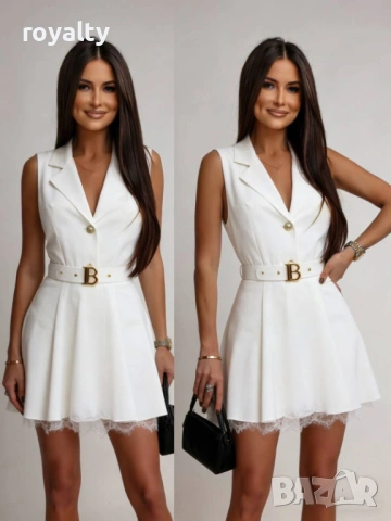 Нова Елегантна Бяла Дамска Рокля 