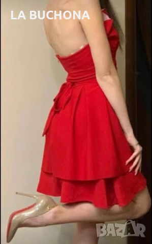 Червена рокля, снимка 3 - Рокли - 54067628