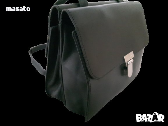 Poco Loco - интересна черна чанта от естествена кожа, снимка 2 - Чанти - 17666690