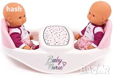 Столче за хранене за кукли Smoby Baby Nurse Twin 2in1, снимка 5 - Играчки за стая - 48585544