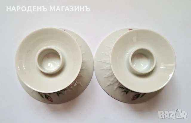 HUTSCHENREUTHER - Немски порцелан Двойка порцеланови свещници свещ , снимка 9 - Други ценни предмети - 53890489
