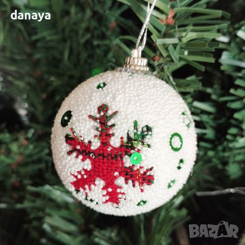 4222 Комплект коледни топки за елха Снежинки, 6 броя, снимка 3 - Декорация за дома - 42663682