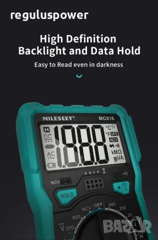 Цифров мултицет Mileseey MC616, NCV,hFE triode, AC/DC 600V, фенерче, подсветка , снимка 5 - Друга електроника - 50241688