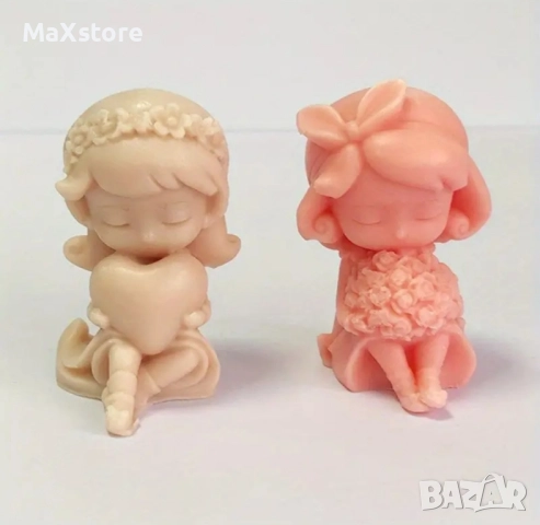 3D 2 модела момиче с букет сърце, снимка 2 - Форми - 51994304