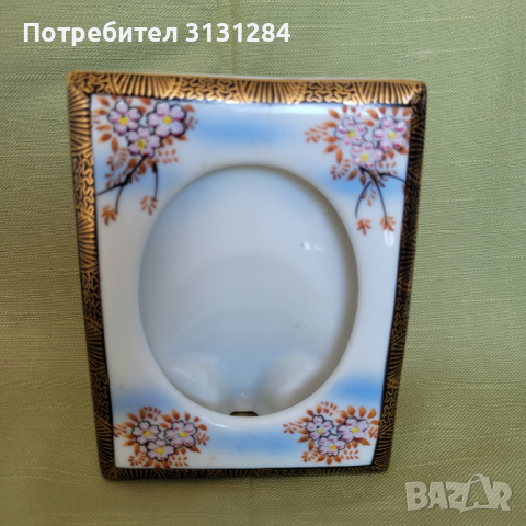 Антикварна  порцеланова рамка ръчно рисуване за снимка Япония, снимка 4 - Други ценни предмети - 44736266