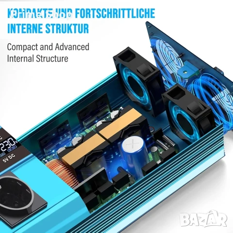 2000W/ 4000W инвертор чиста синусоида, 24V - 230V с дистанционно и кабели, снимка 6 - Друга електроника - 53754153