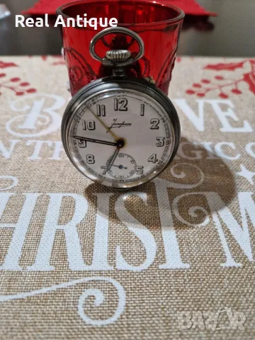 Рядък антикварен колекционерски немски джобен часовник Junghans с аларма , снимка 1