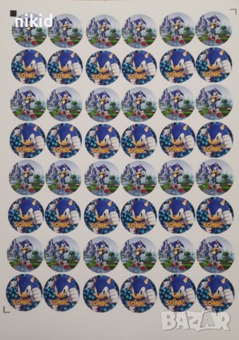 48 бр Соник Sonic лепенки стикери с надписи ръчна изработка подарък
