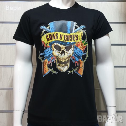 Нова мъжка тениска с дигитален печат на музикалната група GUNS N'ROSES, с череп, снимка 10 - Тениски - 27839016