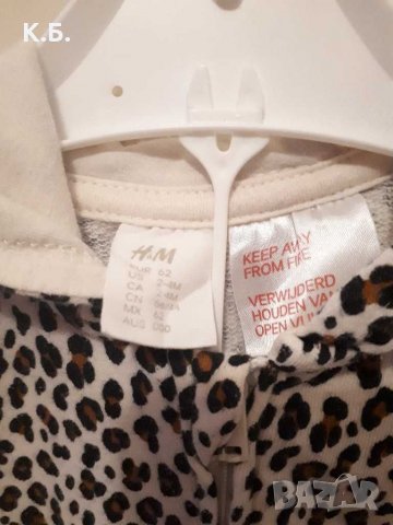 Леопардово гащеризонче H&M р-р 62, снимка 3 - Бебешки гащеризони - 31075461