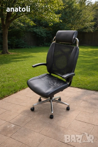 оригинален директорски стол въртящ се водеща швейцарска марка ZÜCO естествен кожа/хром ергономичен , снимка 10 - Столове - 53271044