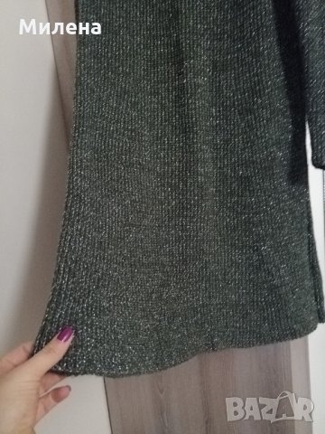 Масленозелена туника-рокля плетиво, снимка 2 - Туники - 35536918