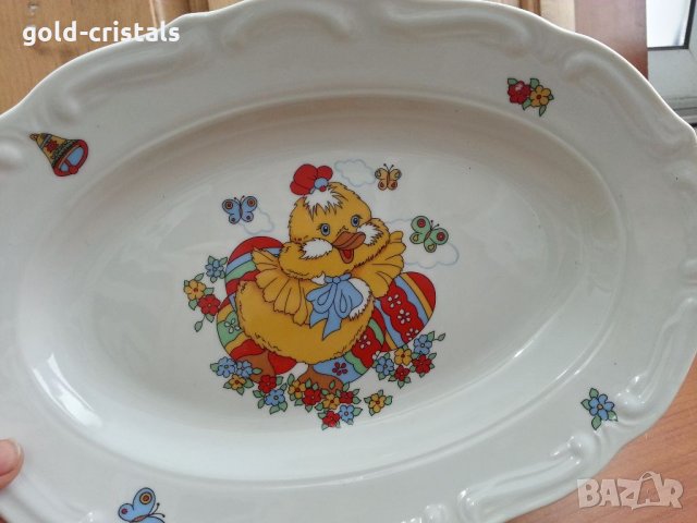 Стар български порцелан плато елипса Великден , снимка 4 - Антикварни и старинни предмети - 34949310