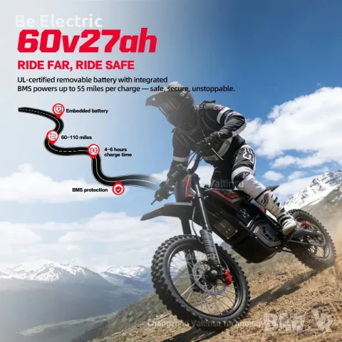 НОВО!!! Електрически Pit Bike Valtinsu EM-5 Pro  5600W 60V/27Ah, снимка 11 - Велосипеди - 55854257