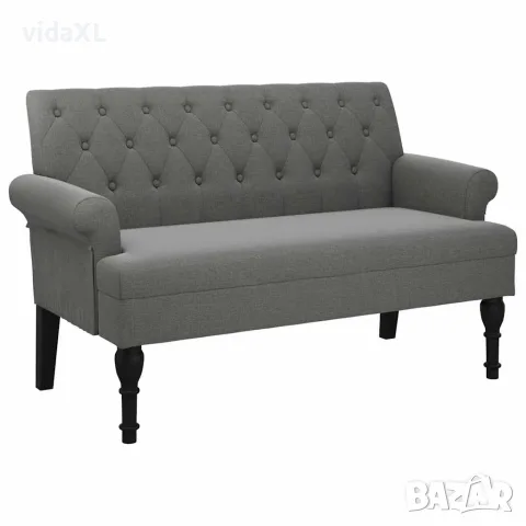 vidaXL Пейка с облегалка, тъмносива, 120x62x75,5 см, плат