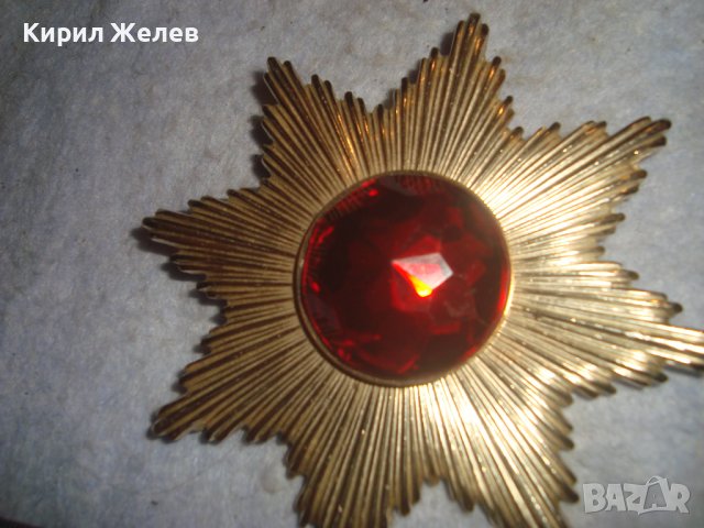 ОГРОМНА РЕТРО ВИНТИДЖ ПОЗЛАТЕНА СТАРА БРОШКА ЗНАЧКА с БЛЕСТЯЩ ФАСЕТИРАН ЦВЕТЕН КРИСТАЛ 30870, снимка 10 - Антикварни и старинни предмети - 37912749