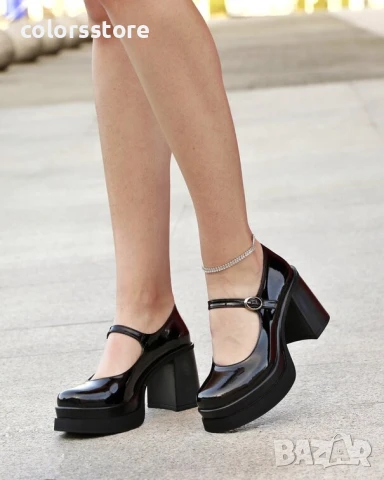 Обувки на ток - черен лак - SDF90 , снимка 3 - Дамски обувки на ток - 51400311