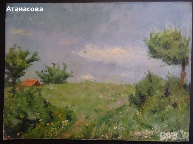 ТАНЯ ТАНЧЕВА картина Пейзаж масло 1990 г 1 , снимка 2 - Картини - 54149409