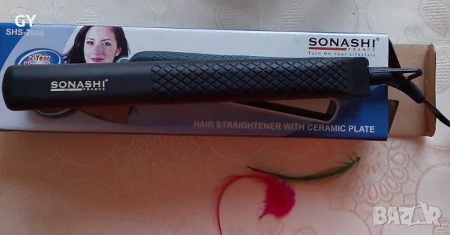 Преса за коса с керамични плочи SONASHI france, снимка 2 - Друга електроника - 40780429
