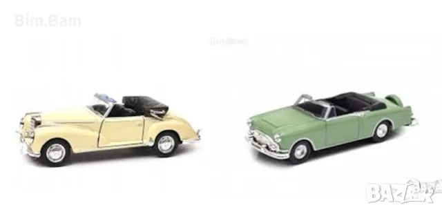 Метална ретро количка Packard Caribbean 1953 / 1955 Mercedes Benz 300S / WELLY OLD TIMER