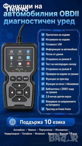 Автодиагностика за кола OBD2 V519 – OBDII скенер, четец и изтриване на грешки, Live Data, снимка 3 - Аксесоари и консумативи - 55803001