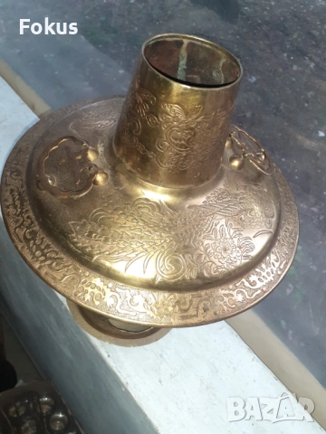 Страхотен стар месингов мангал уред печка, снимка 3 - Антикварни и старинни предмети - 53371349