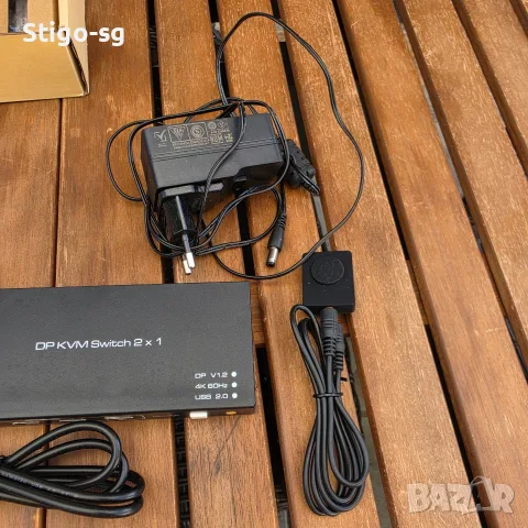 Чисто нов DisplayPort KVM Switch 2x1 (4K@60Hz, USB 2.0) + Бутон, снимка 3 - Суичове - 55979577