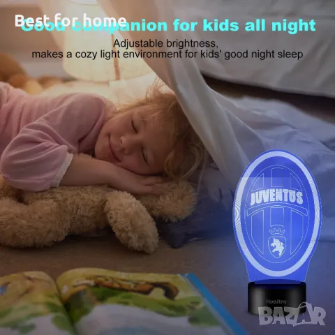 Juventus 3D лампа с дистанционно, 16 цвята димируема, снимка 4 - Футбол - 48543785