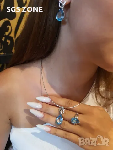 Стилен Комплект с Естествени Топази 💎, снимка 2 - Бижутерийни комплекти - 49893846