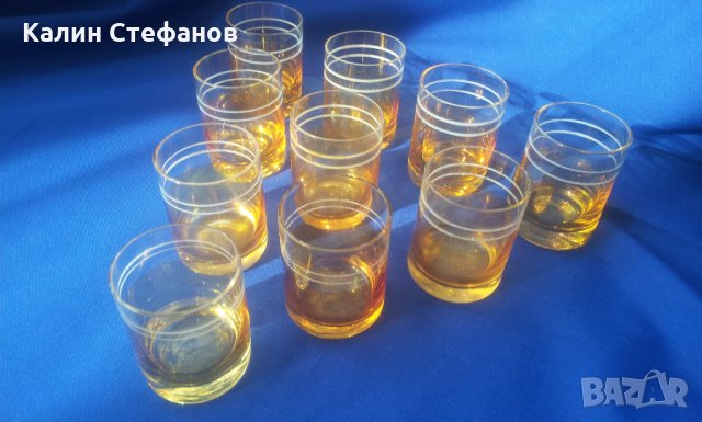 Ретро ракиени чашки за концентрат калиево стъкло 10 бр, 50 мл, снимка 5 - Антикварни и старинни предмети - 31878905