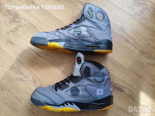 Nike Air Jordan 5 Off-White, номер 44., снимка 7 - Маратонки - 54041688