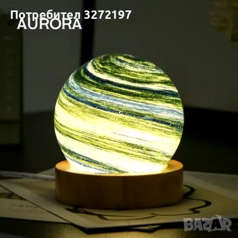 3D лунна стъклена лампа Планета с USB захранване,с бутон на кабела за смяна на цветовете, снимка 6 - Настолни лампи - 48310153