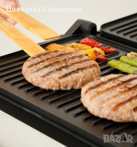 Електрическа скара и тостер с мощност 2200 W, регулатор на температурата, отваряне на 180º., снимка 2 - Скари - 54040915