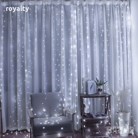 Коледни лампички с 300Led лампи 3 метра на 3 метра ,коледна завеса с дистанционно, снимка 9 - Лед осветление - 52198069