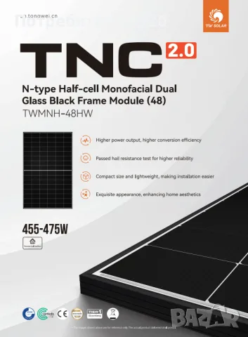 Соларен панел Tongwei модел TWMNH-48HW-470W