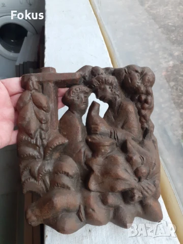 Чугунено пано Козма и Дамян на Юрген Вебер - подпис и дата, снимка 2 - Антикварни и старинни предмети - 51083657