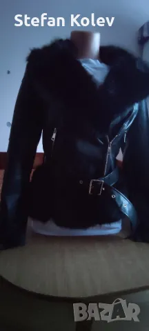 Дамско кожено яке с пух., снимка 5 - Якета - 48709081