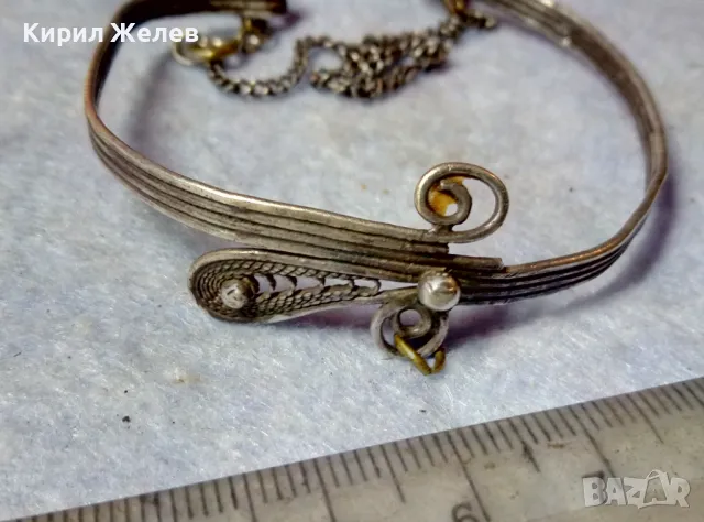 СТАРИННА СРЕБЪРНА ГРИВНА ВИСОКА ПРОБА СРЕБРО ФИЛИГРАННА РЪЧНА ИЗРАБОТКА с ПОСРЕБРЕНА ВЕРИЖКА 40710, снимка 2 - Антикварни и старинни предмети - 48492885