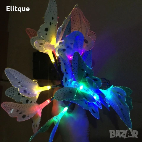 Верига от LED лампички за градината с пеперуди, 12 лампи, снимка 8 - Градински мебели, декорация  - 53303116