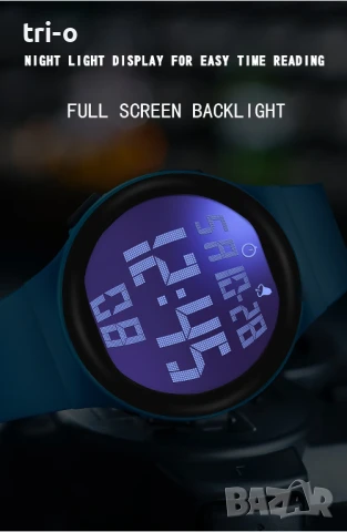 SANDA Моден мъжки електронен часовник с мека TPU каишка, голям LED екран, водоустойчив 2151, снимка 8 - Мъжки - 51383271