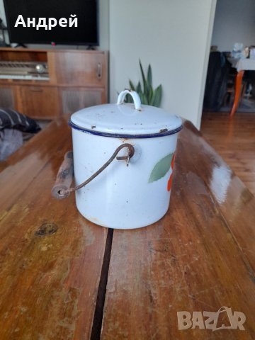 Стара емайлирана котленка #10, снимка 2 - Антикварни и старинни предмети - 38648694