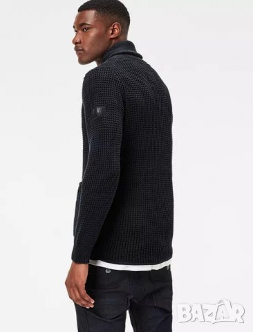 G-Star Raw Avihu Shawl Knit Mazarine Blue Мъжки Пуловер Размер M/L, снимка 7 - Пуловери - 35460849